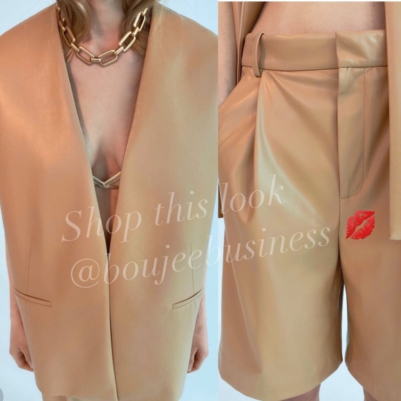 ZARA 2pcs Faux Leather Oversized Vest + Long Shorts Coord Set BNWT - Picture 9 of 9
